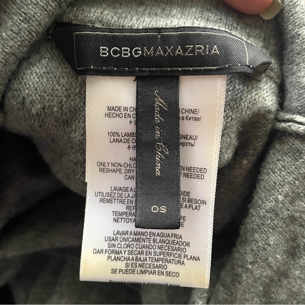 BCBG MaxAzria Gray Wyona Lambswool Funnel Neck Poncho - One Size - Picture 6 of 12